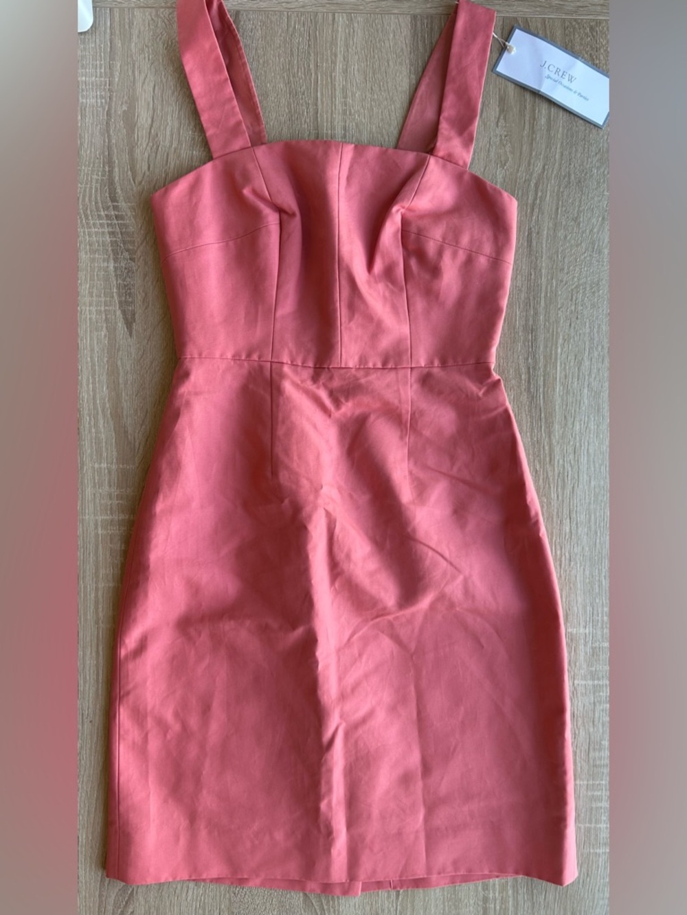 J. Crew Coral-Pink Square Neck Mini Dress Cotton XS 0 BNWT NWT